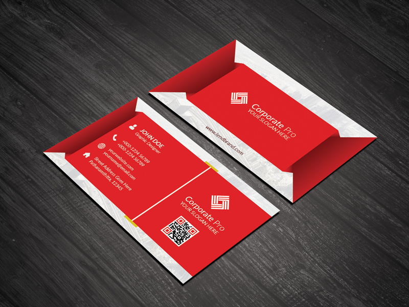 Free Print Ready Corporate Business Card PSD Templates by LendBrand on
