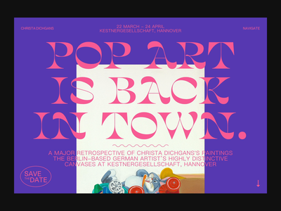 Pop Art is back in town exhibition website ui layout type typography webdesign