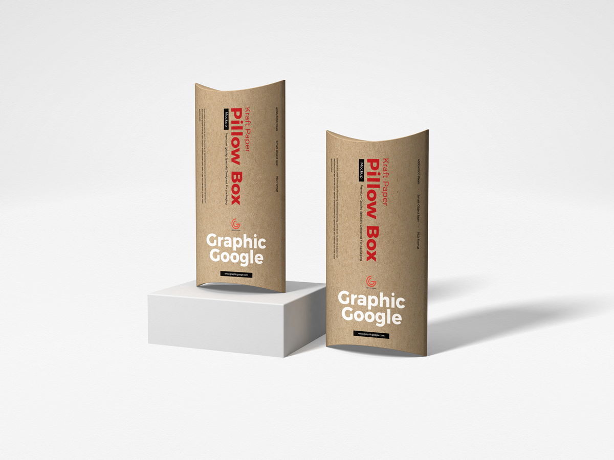 Download Free Free Kraft Paper Pillow Box Mockup By Graphic Google On Dribbble PSD Mockups.
