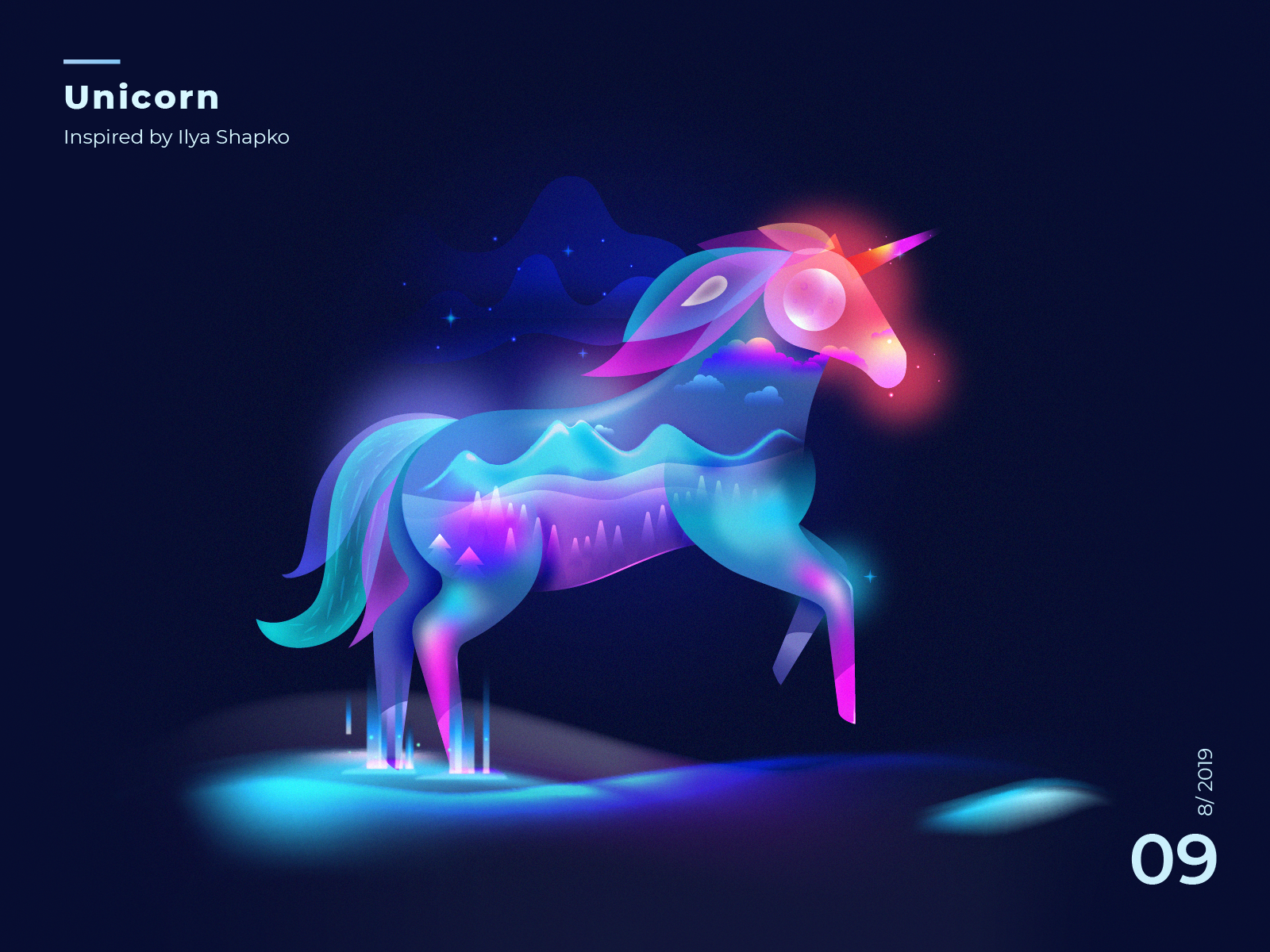 Unicorn Fantasy Light fantasyart unicornvision dark mode light fantasy unicorn