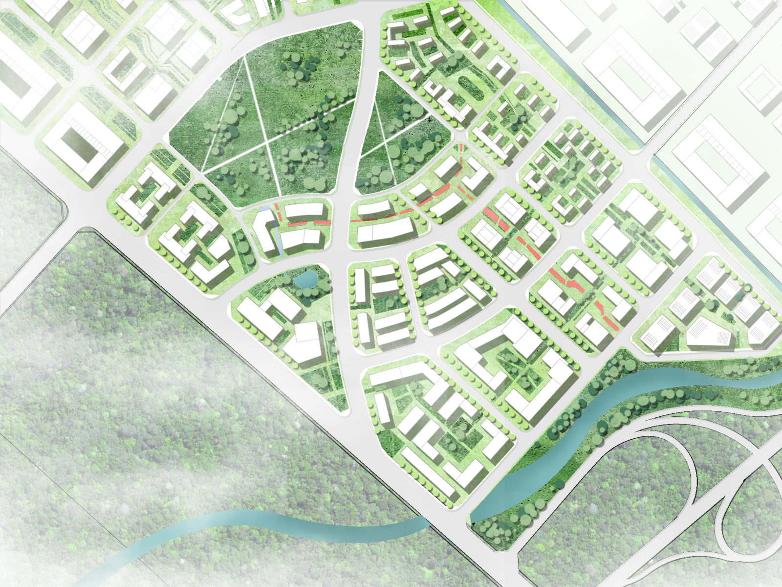 Urban Design Master Plan Rendering by Land Space on Dribbble