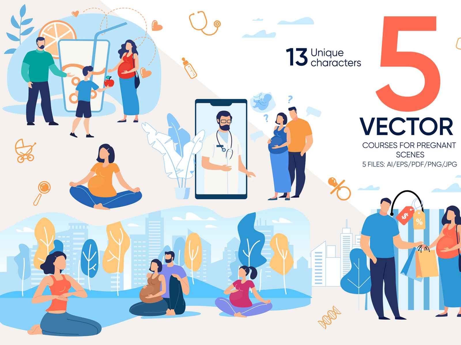 Courses for Pregnant Vector Scenes by Tera Luiza on Dribbble