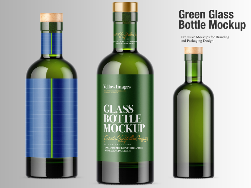 Download Green Glass Bottle Designs Themes Templates And Downloadable Graphic Elements On Dribbble PSD Mockup Templates