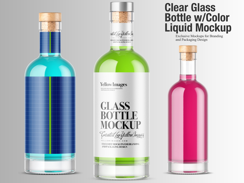 Clear Glass Bottle Mockup W Color Liquid By Oleksandr Hlubokyi On Dribbble