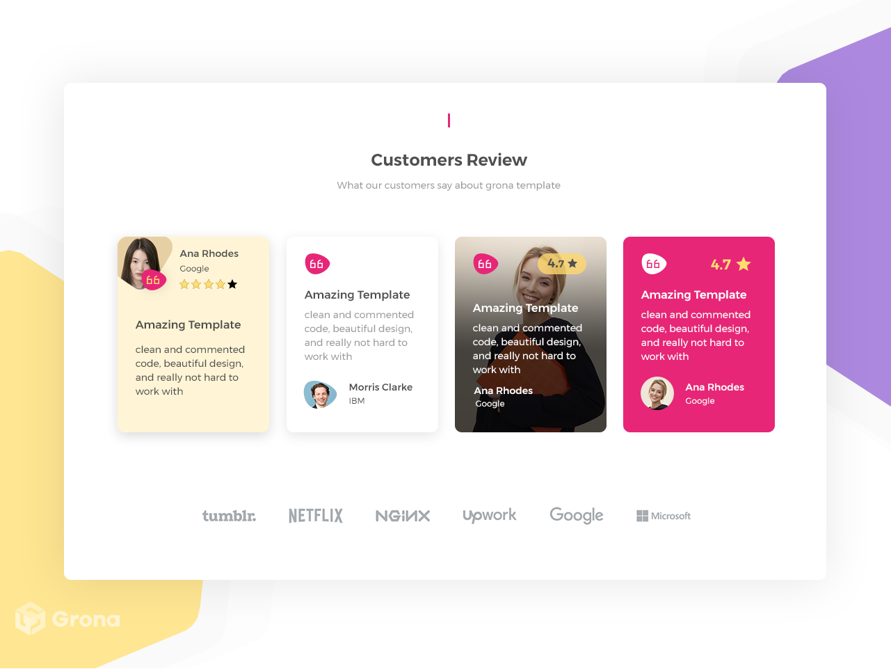 Customers Reviews by Grona on Dribbble