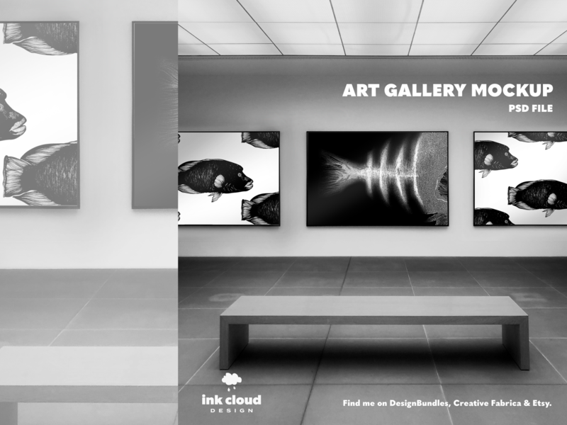 Download Free Art Gallery Mock Up Designs Themes Templates And Downloadable Graphic Elements On Dribbble PSD Mockups.