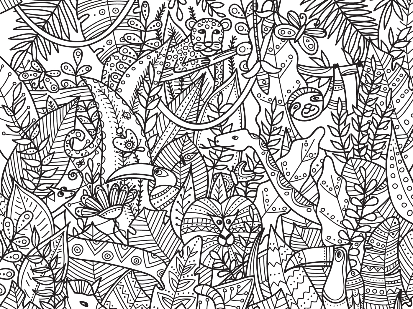 Download Jungle Coloring Page by Yuliia Bahniuk on Dribbble