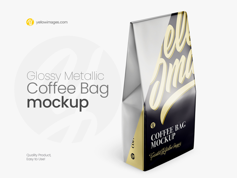 Yellowimages Mockups Glossy Paper Shopping Bag Halfside View Eye Level Shot Png
