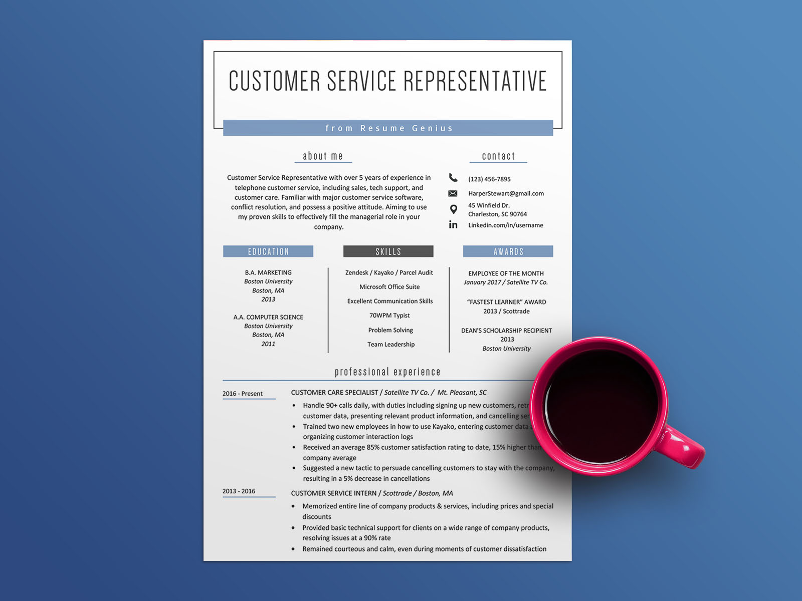 Resume Template Customer Service from static.dribbble.com
